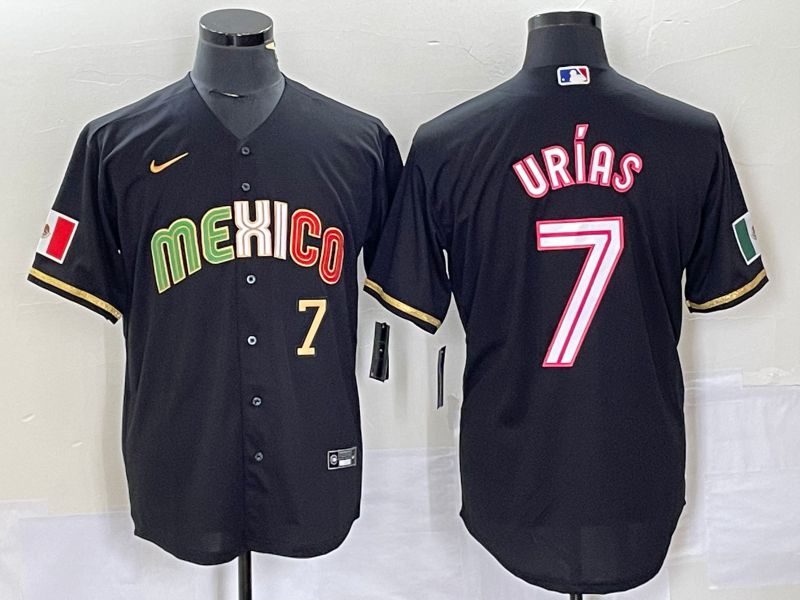 Men 2023 World Cub Mexico #7 Urias Black pink Nike MLB Jersey26